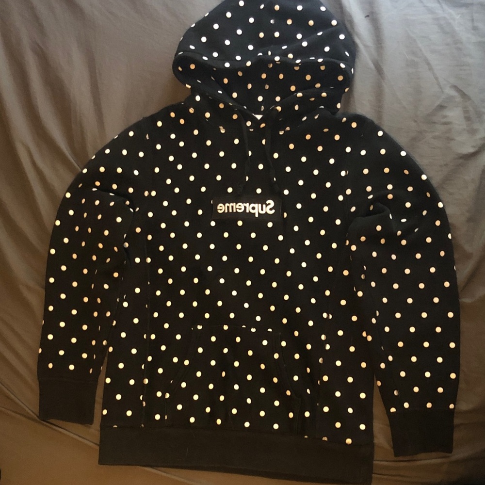Supreme X Comme Des Garçons CDG Black Polka Dot Hoodie